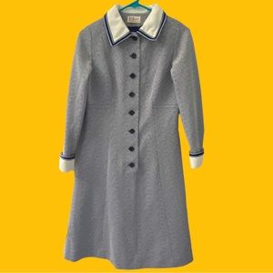 Vintage 1970s R&K Originals Knit Dress / blue & white / approx. size 10/12